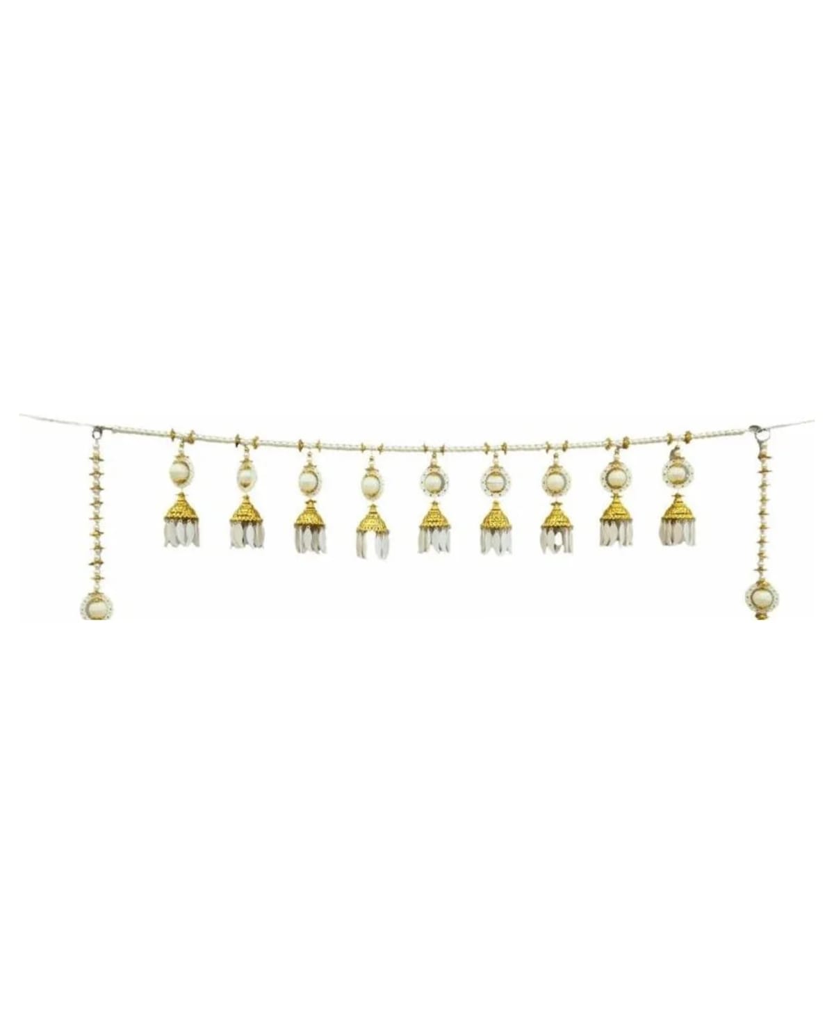 Pearl Ball Gold-Bell Side-Drop Toran 1