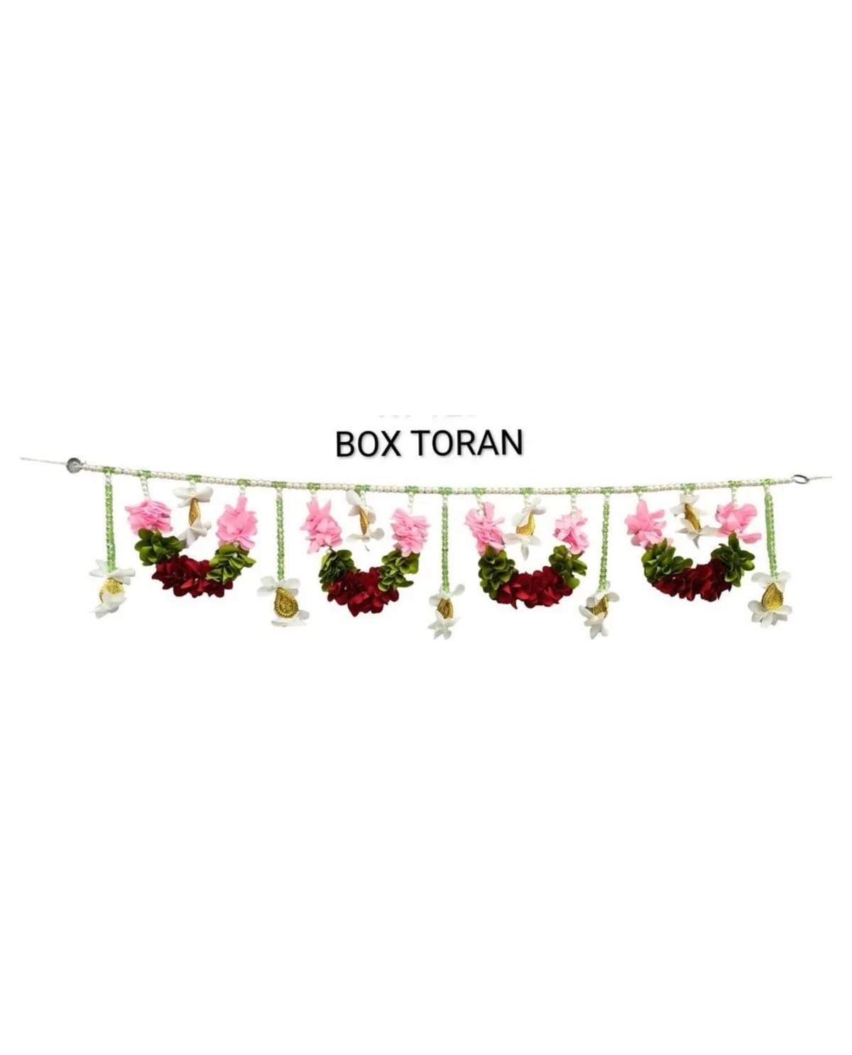 Pink Flower Maroon Leaf Garland Toran 1