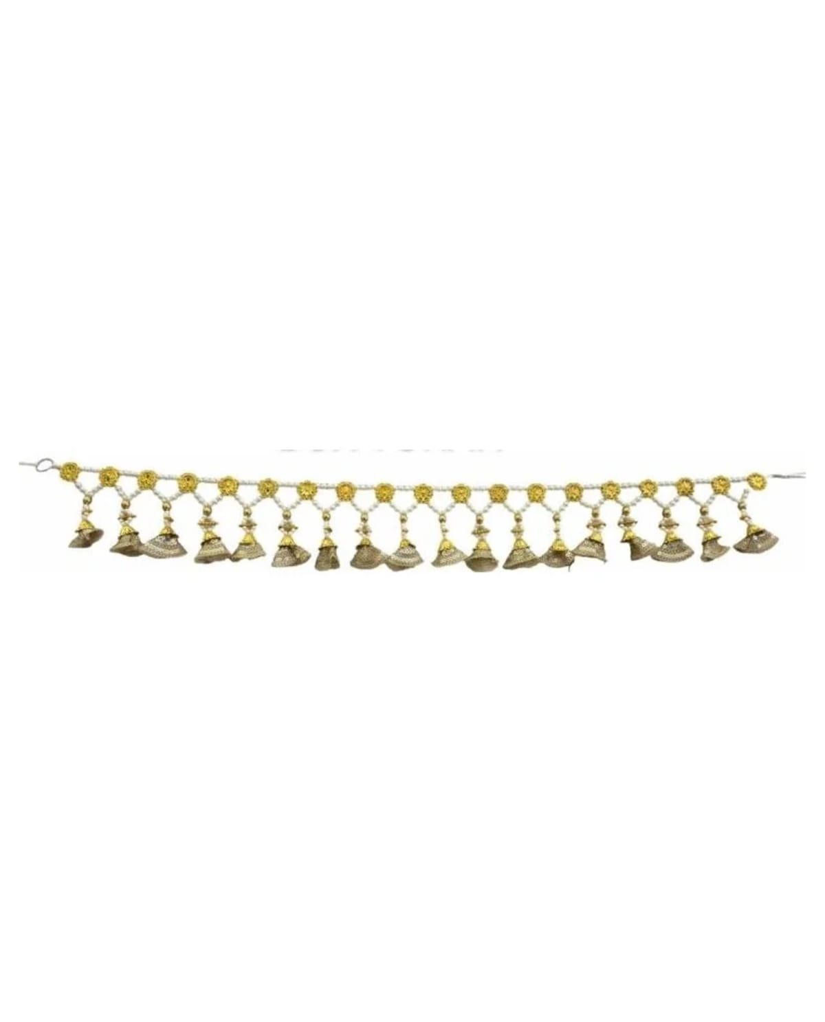 Gold Flower Zigzag Bead Bell Toran 1