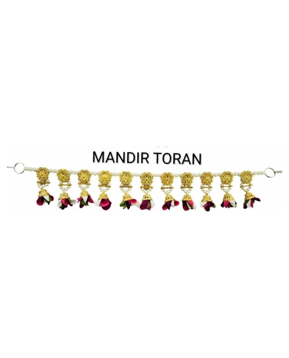 Gold Medallion Magenta Petal Bell Toran 1
