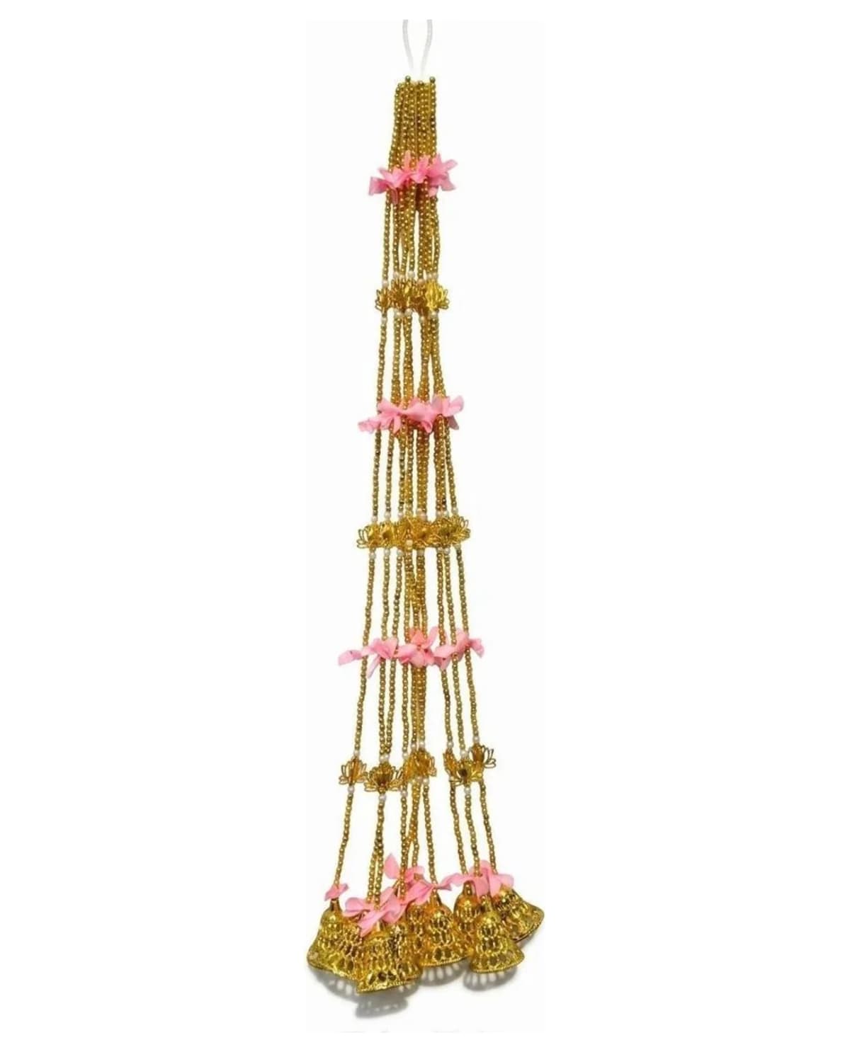 Gold Bead Ladi With Pink Bows 1