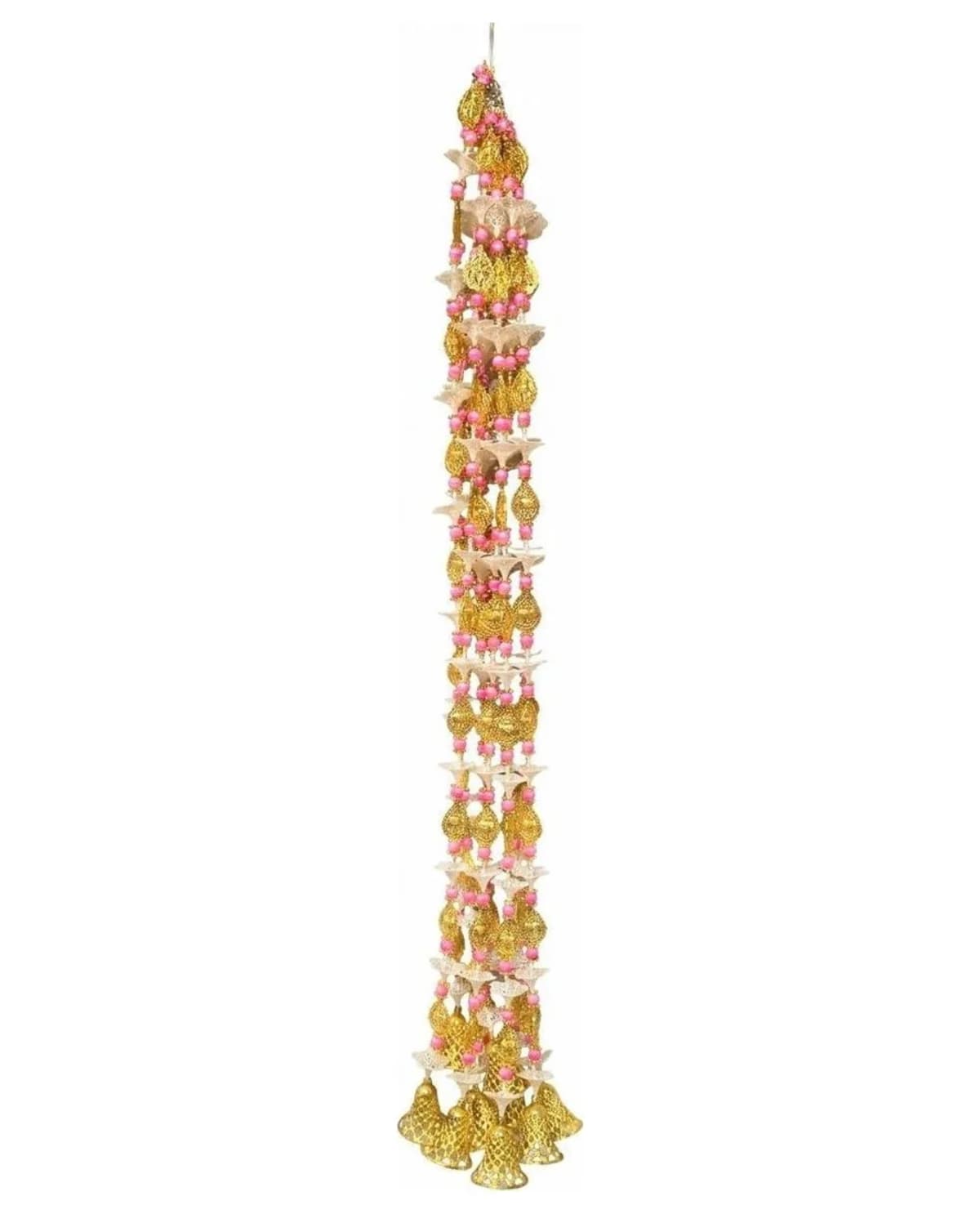 Slim Gold Pink-Bead Ladi With Bells 1