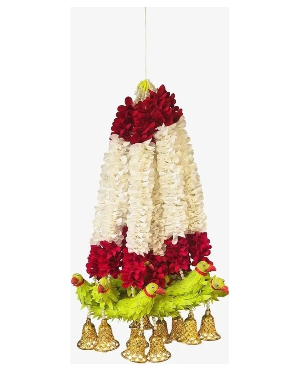 Red-White Flower Ladi With Parrots 1