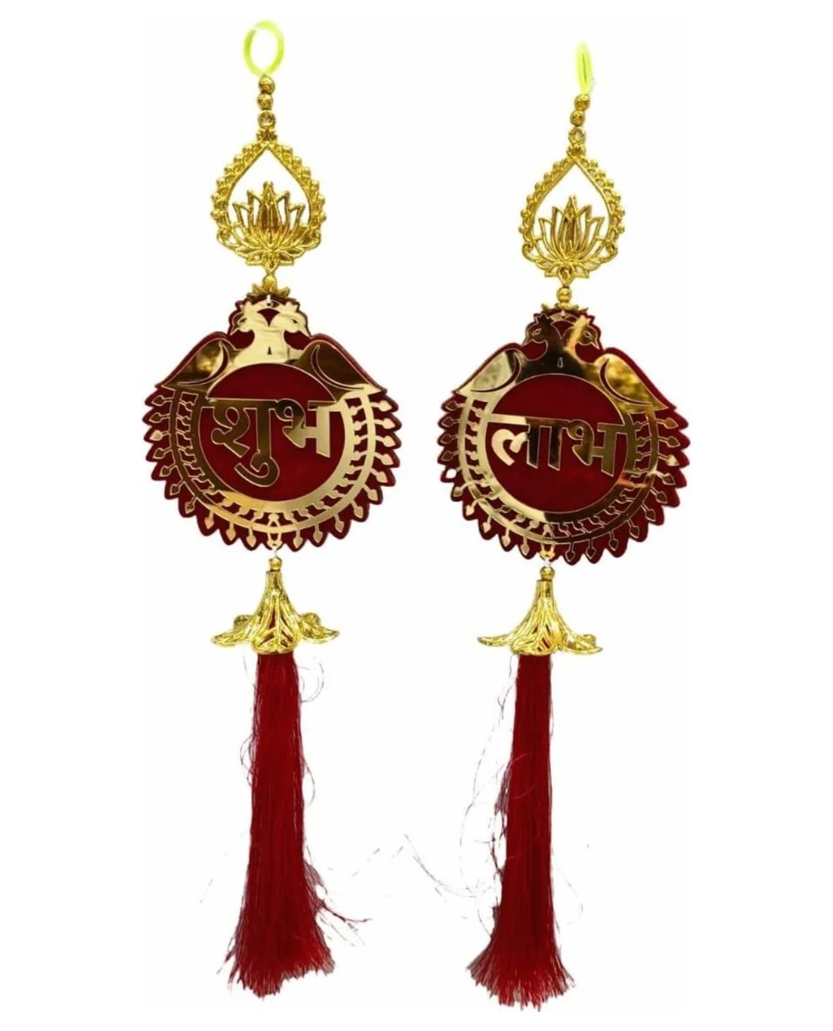 Shubh Labh Round Plaque Tassel Hanging 1