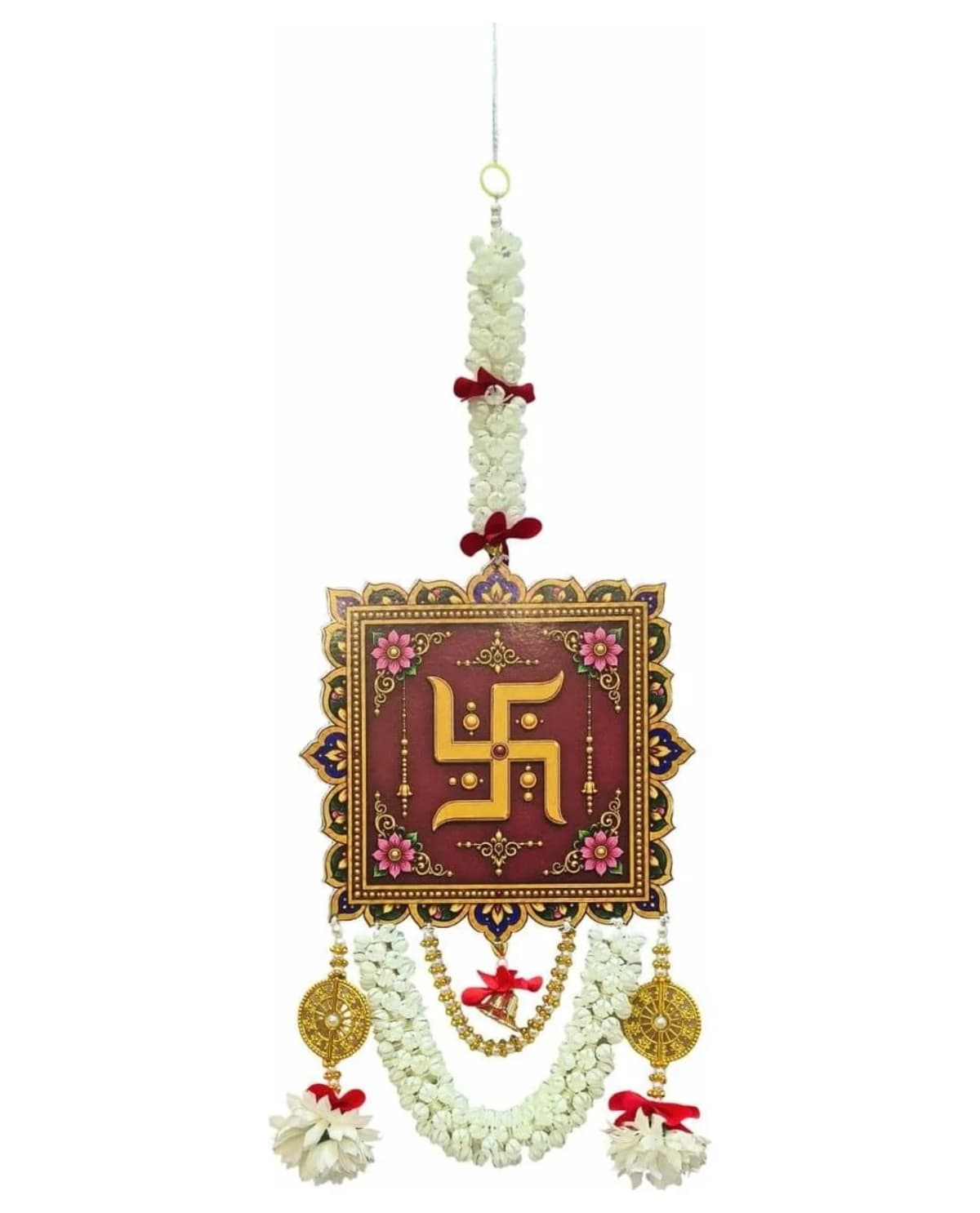 Swastik Square Door Hanging With Flowers 1