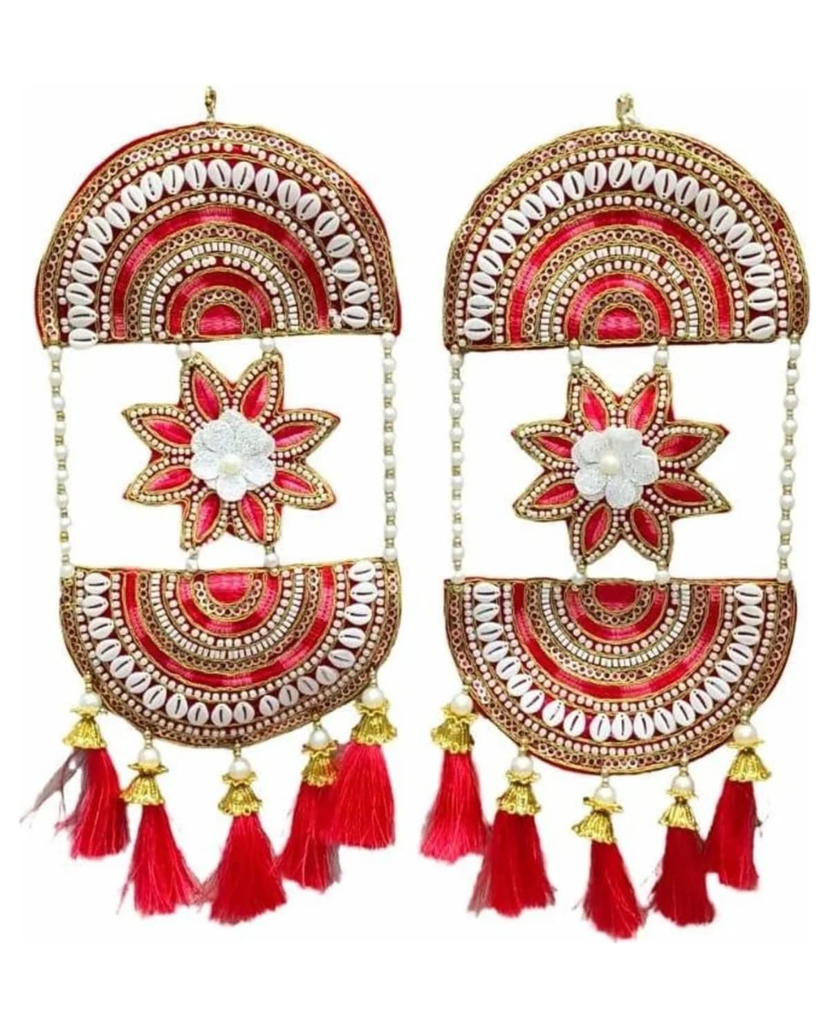 Red Half-Round Star Flower Door Hanging 1