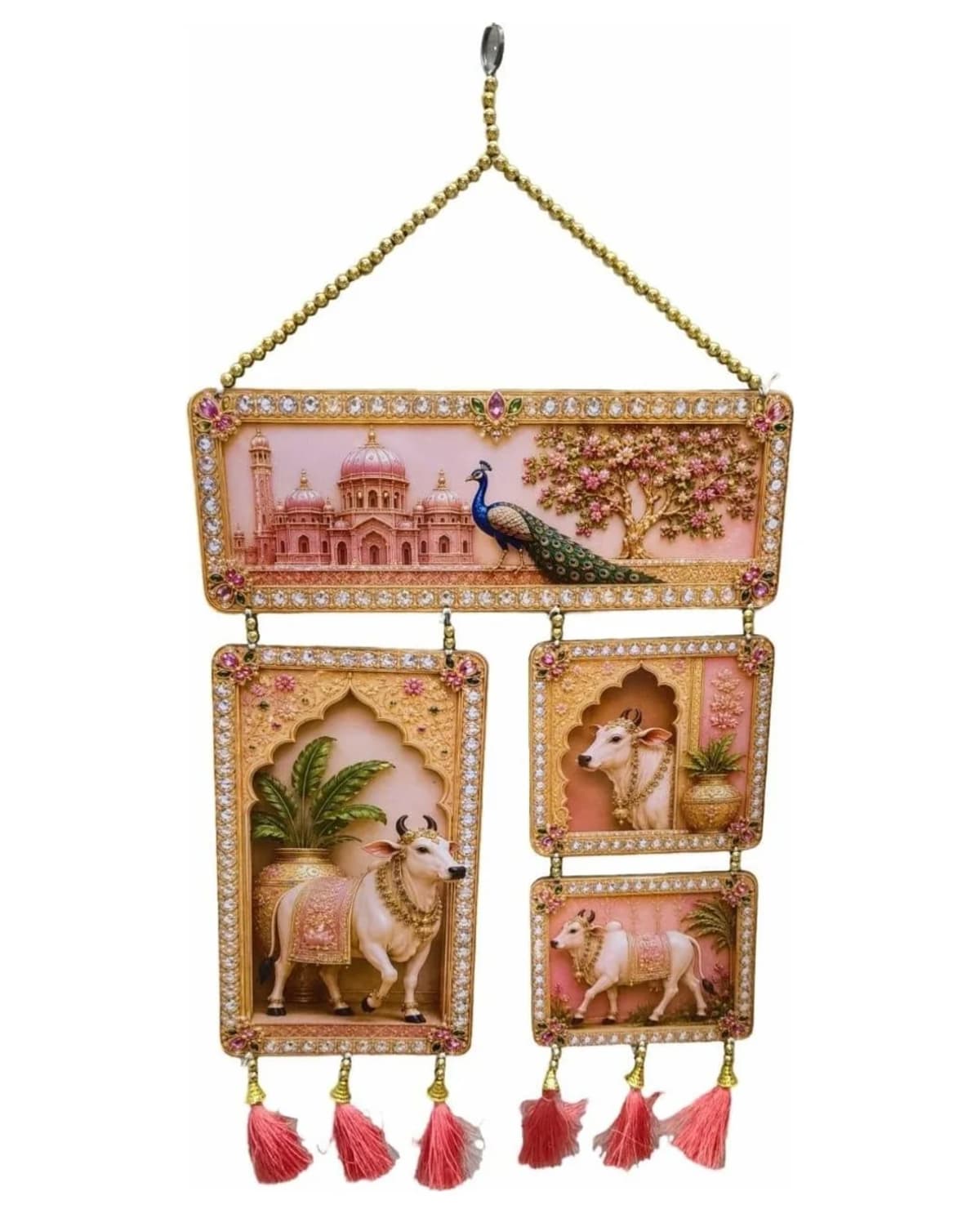 Peacock & Cow Painted Door Hanging 1