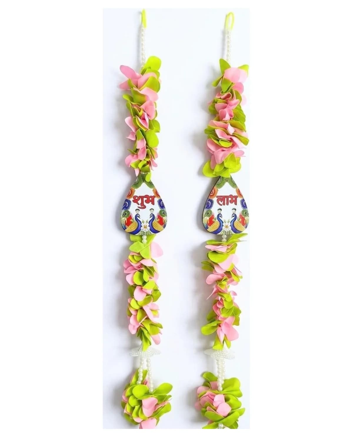 Pink-Green Flower Shubh Labh Hanging 1