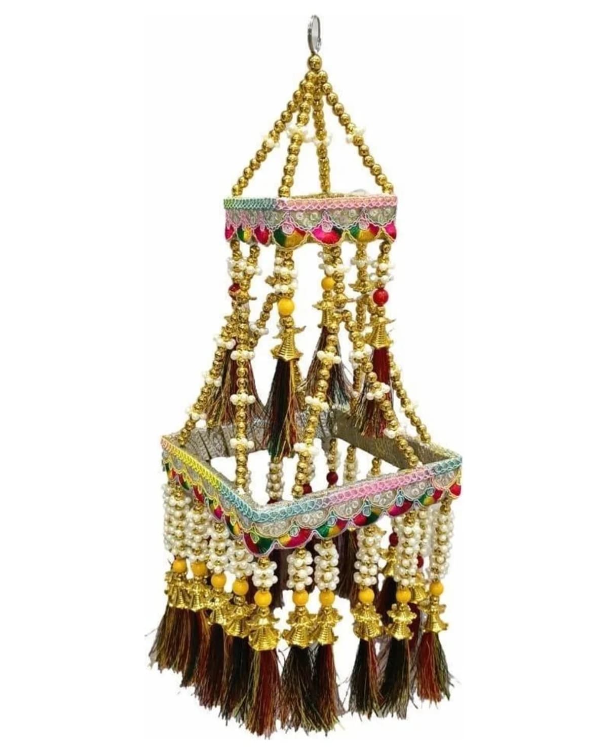Brown Tassel Pastel-Border Jhoomer 1