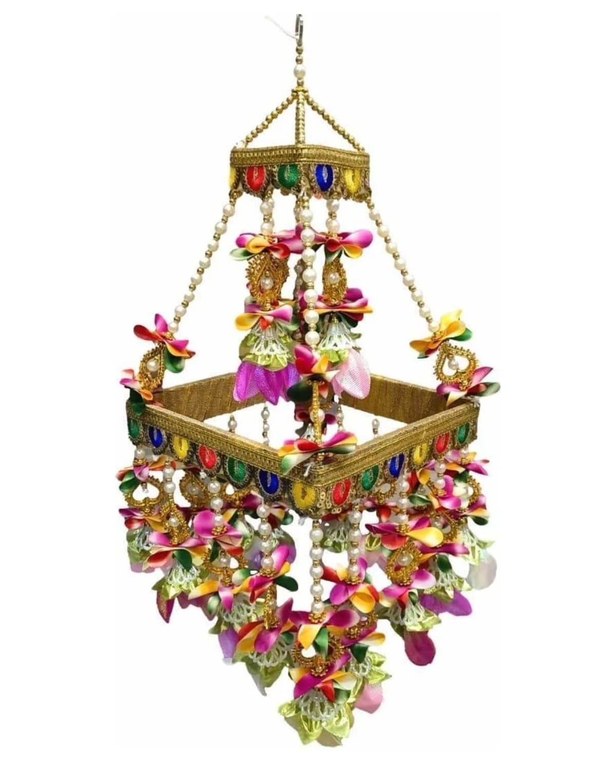 Multicolour Flower Gold Frame Jhoomer 1