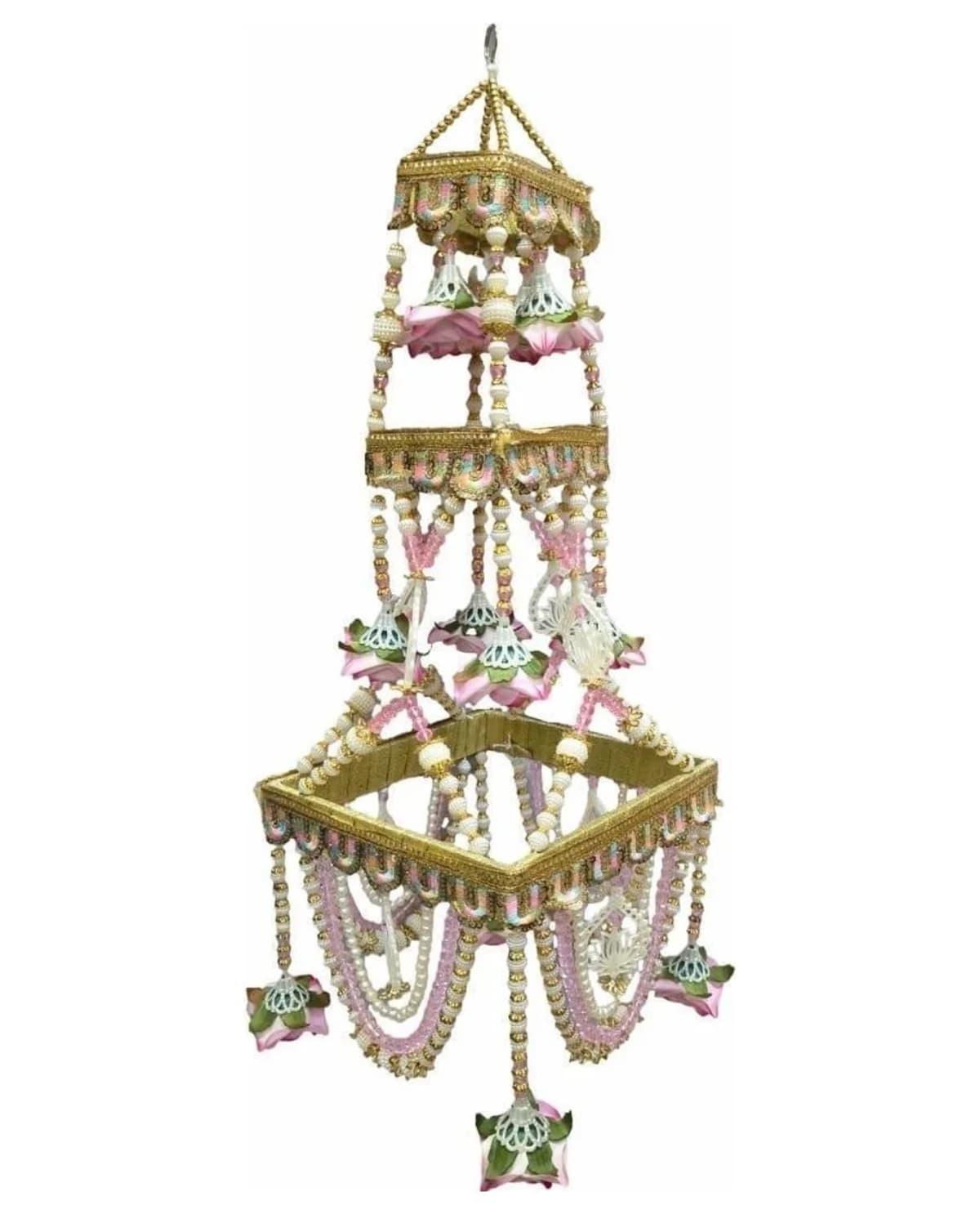 Tall Pink & White Three-Tier Jhoomer 1