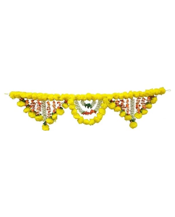 4 Ft Yellow Toran With Orange Accents