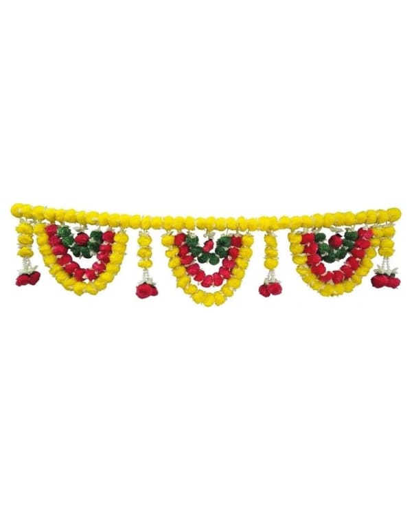 6 Ft Yellow Toran With Red-Green Inner Loops
