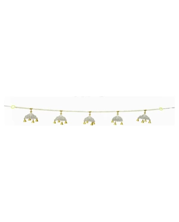 Silver-White Dome Toran With Gold Bells