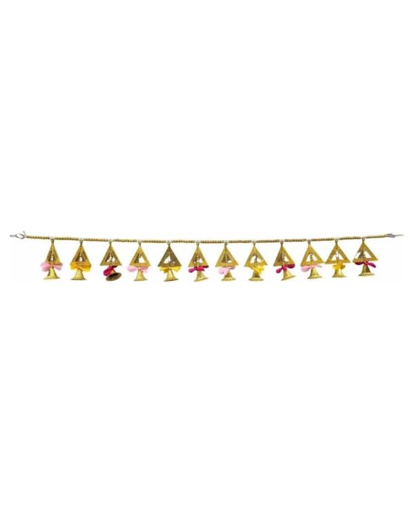 Gold Triangle Toran With Pink Bows