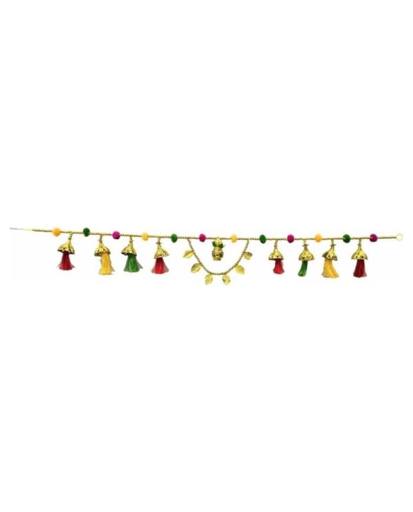 Gold Bell Toran With Multicolour Tassels