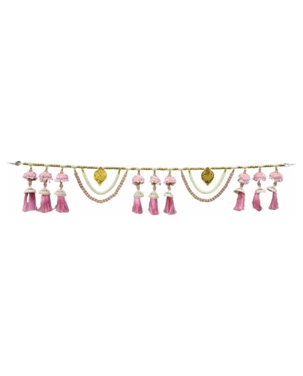 Pink Tassel Toran With Chain Loops