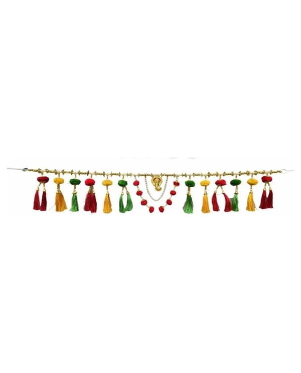 Pom-Pom Tassel Toran With Red Beads