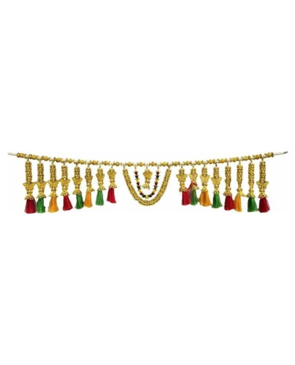 Gold Beaded Multicolour Tassel Toran