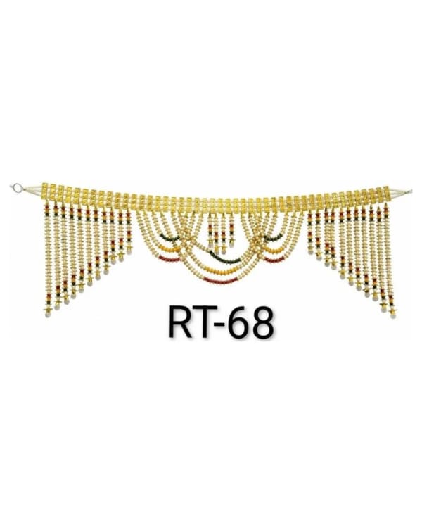 Gold Panel Pearl-Bead Curtain Toran