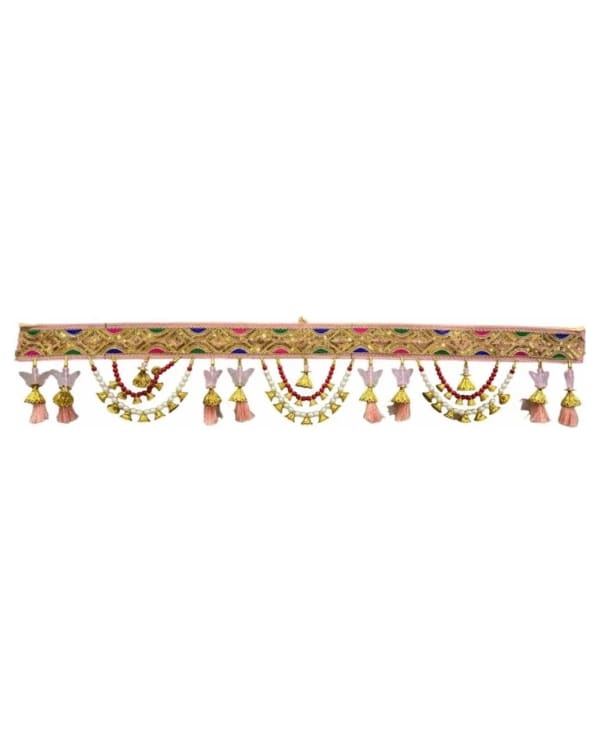 Gold Band Pink Butterfly Tassel Toran