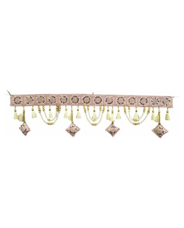 Pink Mirror-Work Diamond Pendant Toran