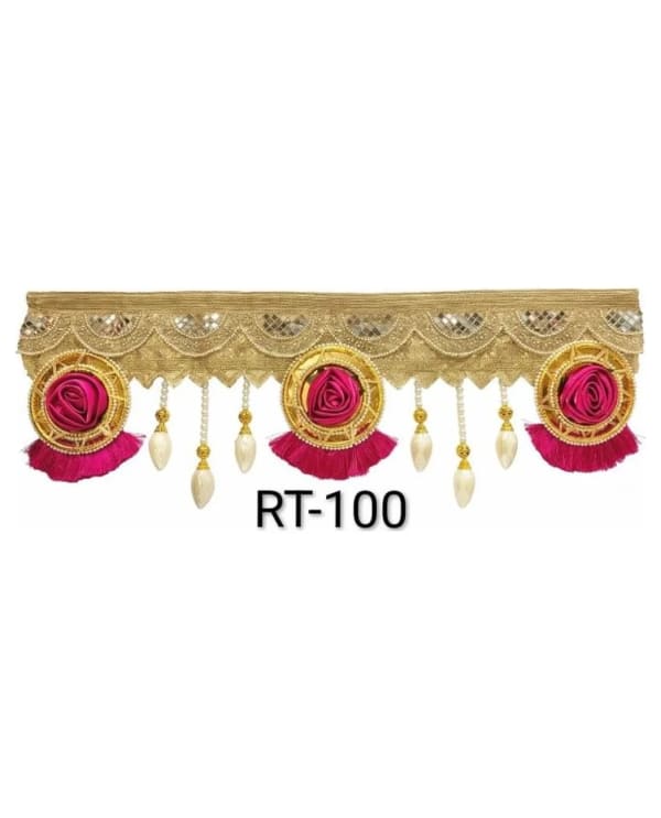 Gold Mirror-Work Magenta Rose Toran