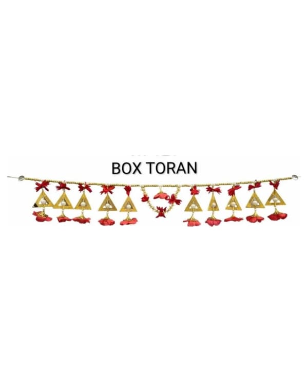 Gold Triangle Red Flower Toran