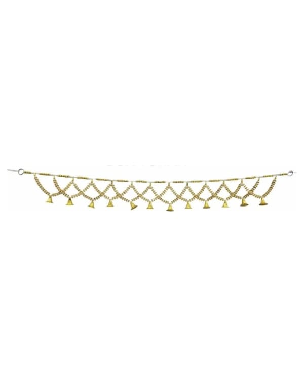 Gold Bead Criss-Cross Bell Toran
