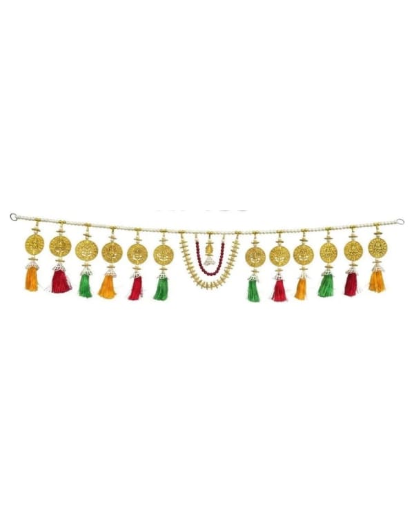 Gold Disc Multicolour Tassel Toran