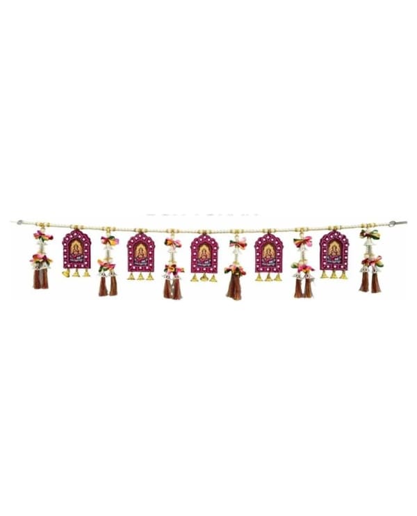 Magenta Deity Arch Brown Tassel Toran