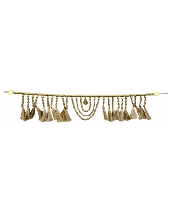 Gold Bead Beige Tassel Swag Toran