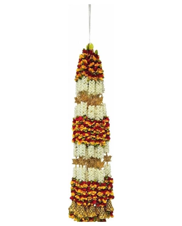 Orange-Maroon Flower White Pearl Ladi