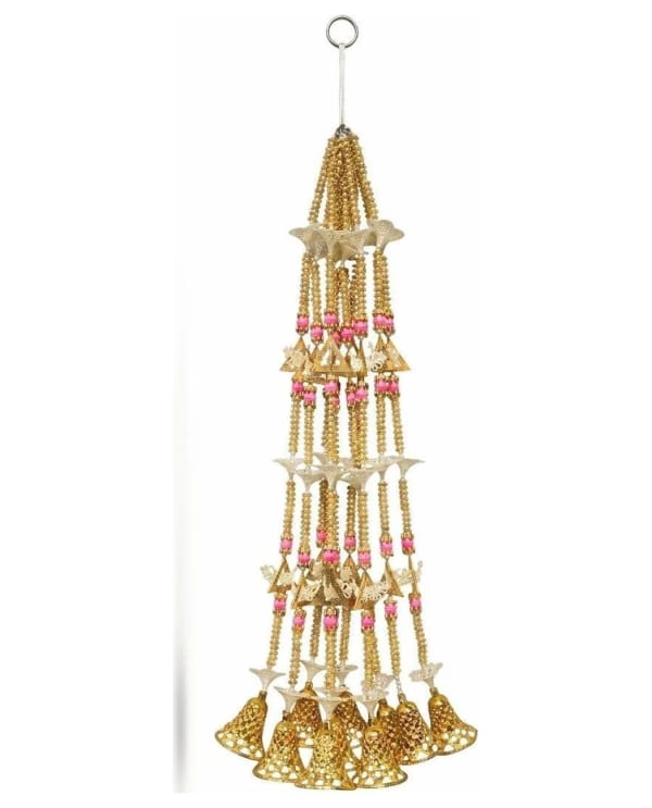 Wide Gold Ladi With Pink Beads