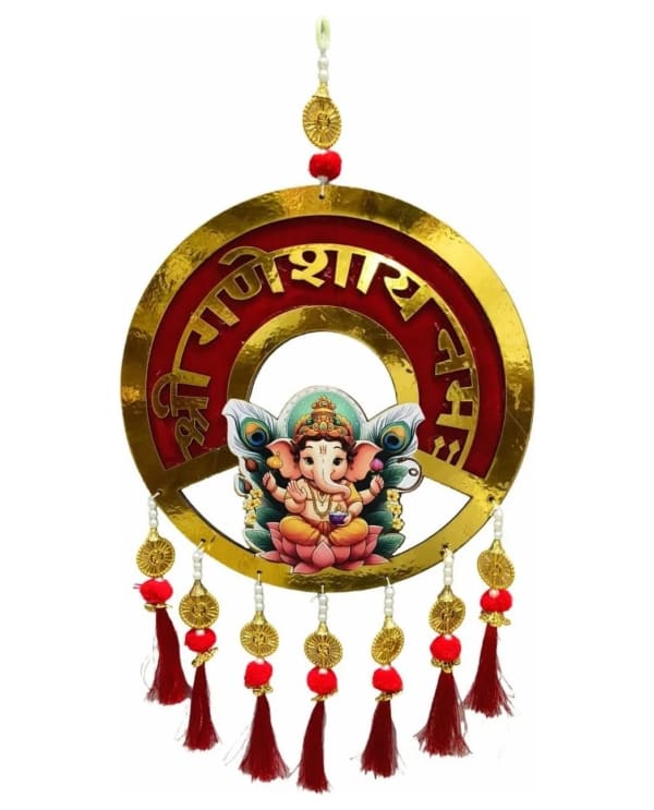 Shri Ganesh Round Gold Door Hanging