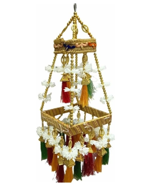 White Flower Tassel Two-Tier Jhoomer