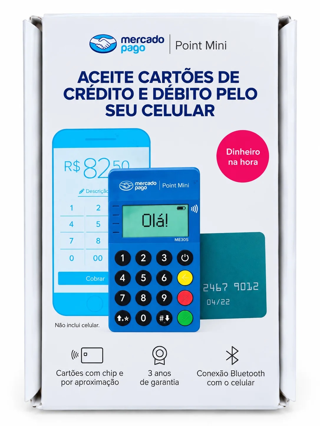 Maquininha Mercado Pago Point Mini Bluetooth – 3 Anos de Garantia