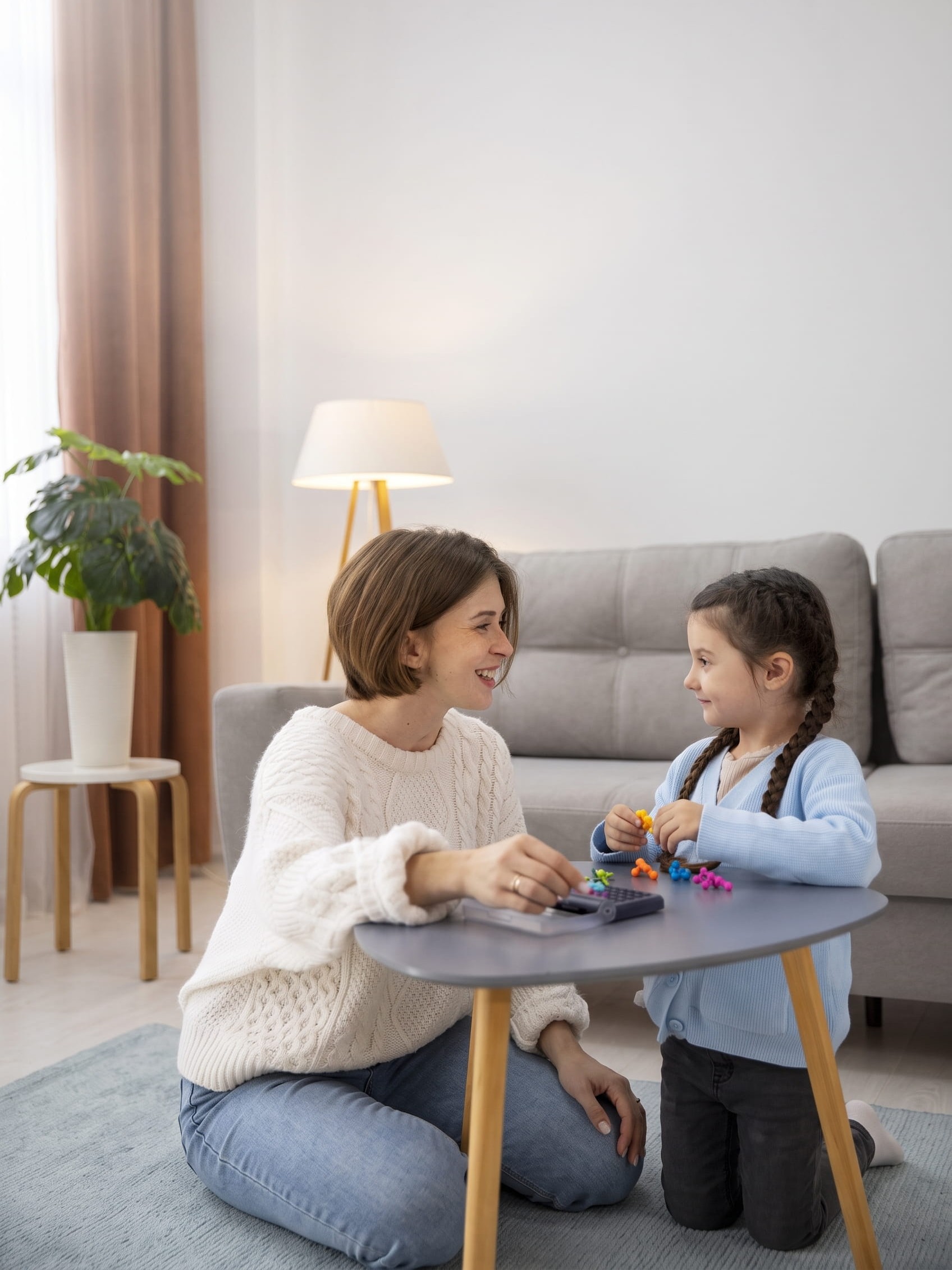 Therapist helping child