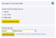 A new fangled Snow Mail Ski Resort Selector