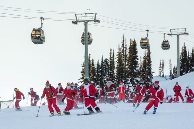 Santas Hit the Slopes In Whistler