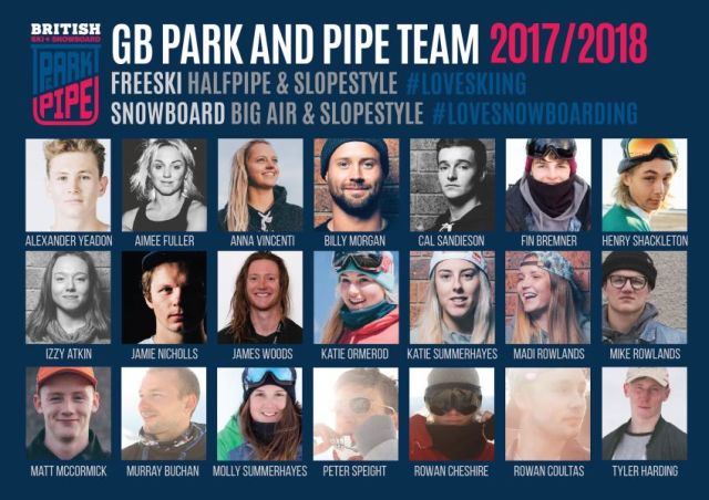 GB Park and Pipe Team Announced for 2017/18 Season 