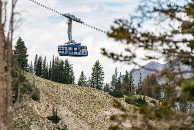 Snowbird Runs New Blue & Old Red Cable Cars Simultaneously