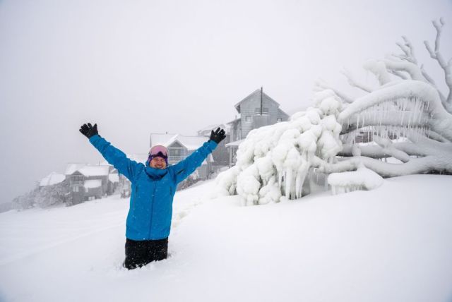 Fresh Heavy Snowfall on Australian Ski Slopes