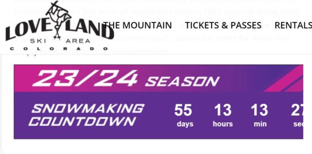 Loveland Sets Off 23-24 Snowmaking Start Countdown Clock