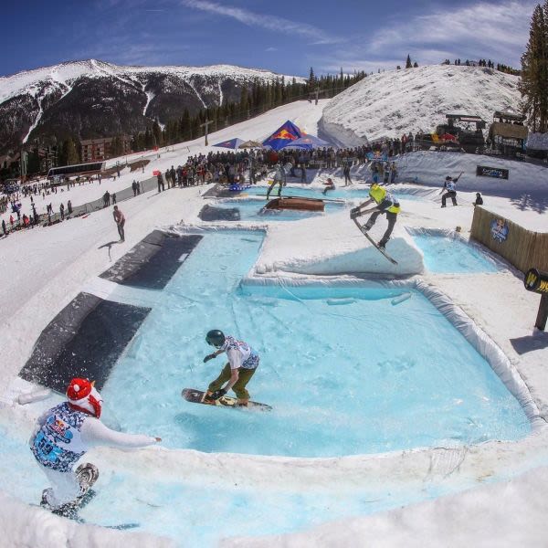 Has anyone tried pond-skimming in a ski resort?