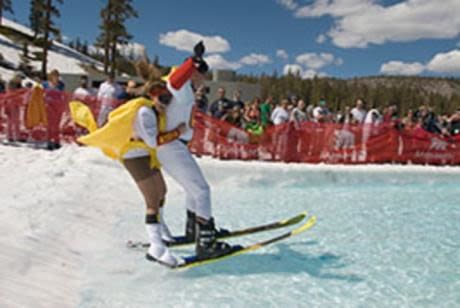 Has anyone tried pond-skimming in a ski resort?