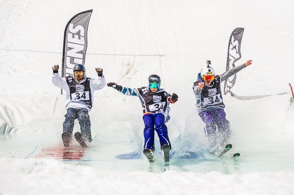 Has anyone tried pond-skimming in a ski resort?