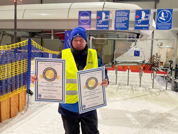 New World Record for most vertical skied in an indoor snow centre