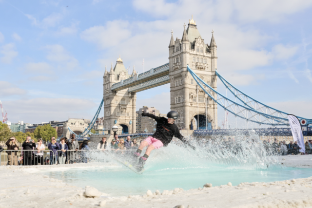Londoners try pond skimming at the ‘Icebreaker City Skim’
