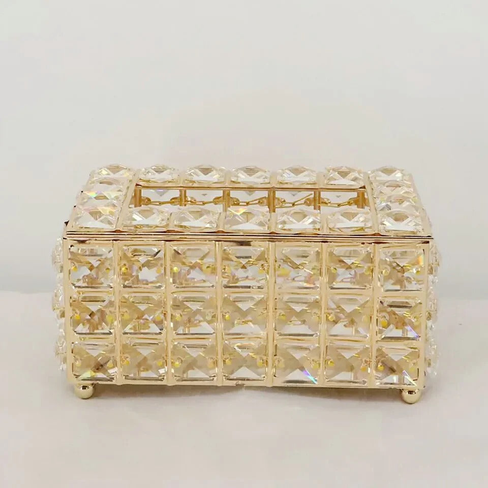 Modern Crystal Tissue Box Gold